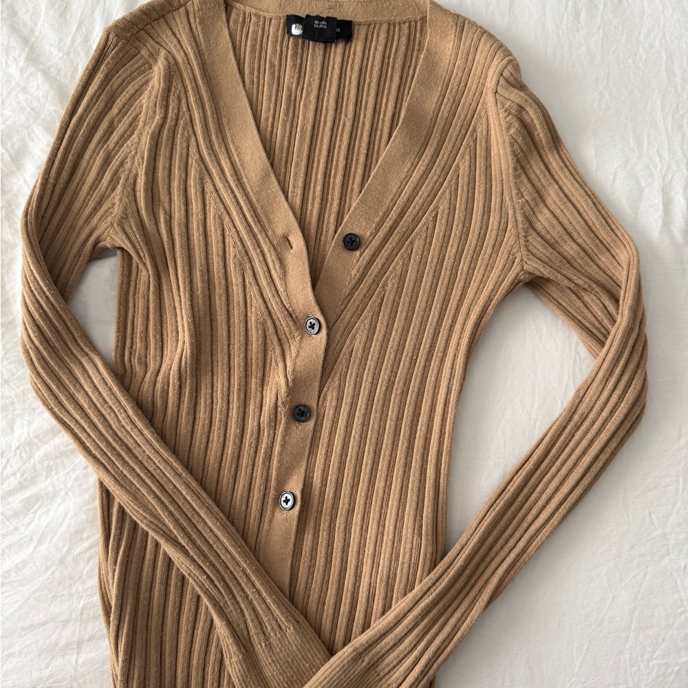 Club Monaco Camel Ribbed Knit Top